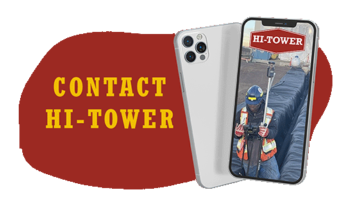 A cellphone with a recent Hi-Tower Inc. project photo and logo