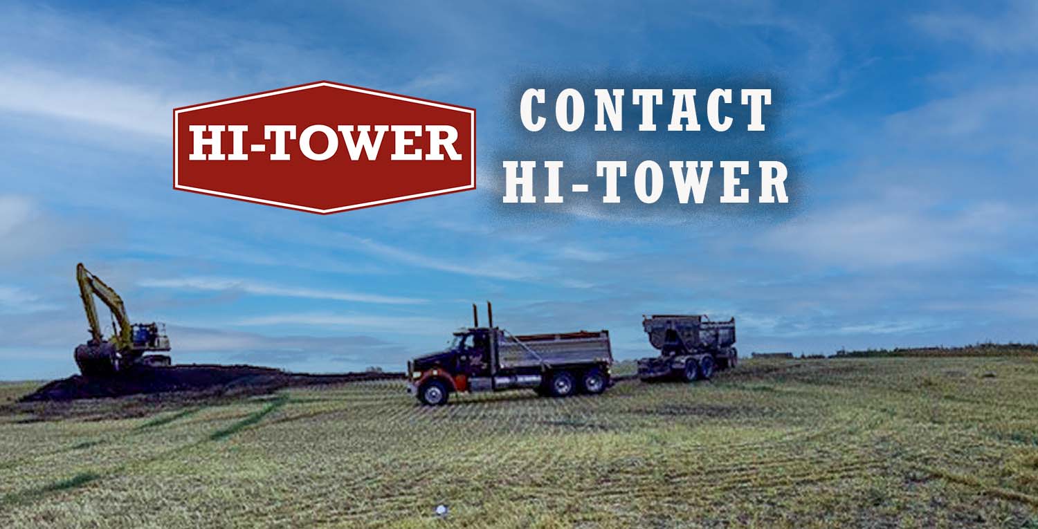 Hi-Tower construction site with heavy equipment, representing contact and service inquiries.